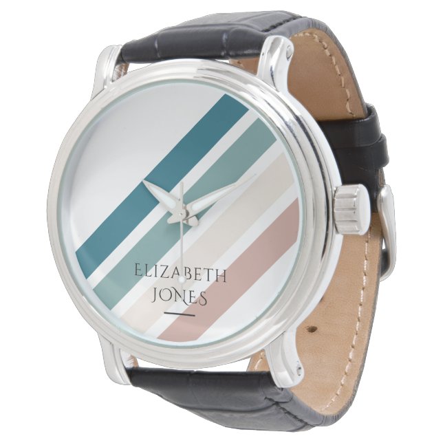 Minimalistisches Design in Pastellfarben Armbanduhr (Schrägansicht)