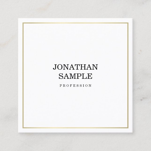 Minimalistisches Design Modernes Gold Schlicht Ber Quadratische Visitenkarte (Vorderseite)