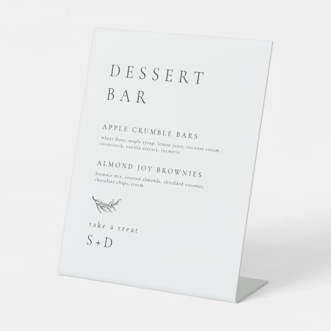 Minimalistisches Dessertmenü Hochzeit Sockelschild (Vorderseite)