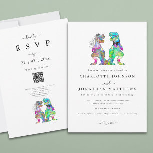 Minimalistisches Dinosaurier-Themen-Hochzeit Einladung