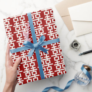 Minimalistisches doppeltes Glück Moderne Chinesisc Geschenkpapier