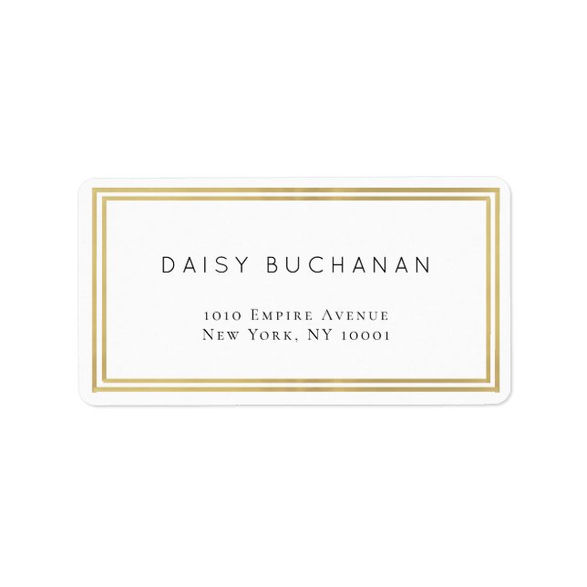 Minimalistisches Double-Gold-Frame-Rückgabezeichen Adressaufkleber (Vorne)