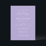 Minimalistisches Drehbuch Moderner Bat Mitzvah Lav Einladung<br><div class="desc">Custom Minimalistisch Script Lavender Niedlich Moderne Bat Mitzvah Einladung</div>