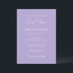 Minimalistisches Drehbuch Moderner Bat Mitzvah Lav Einladung<br><div class="desc">Custom Minimalistisch Script Lavender Niedlich Moderne Bat Mitzvah Einladung</div>