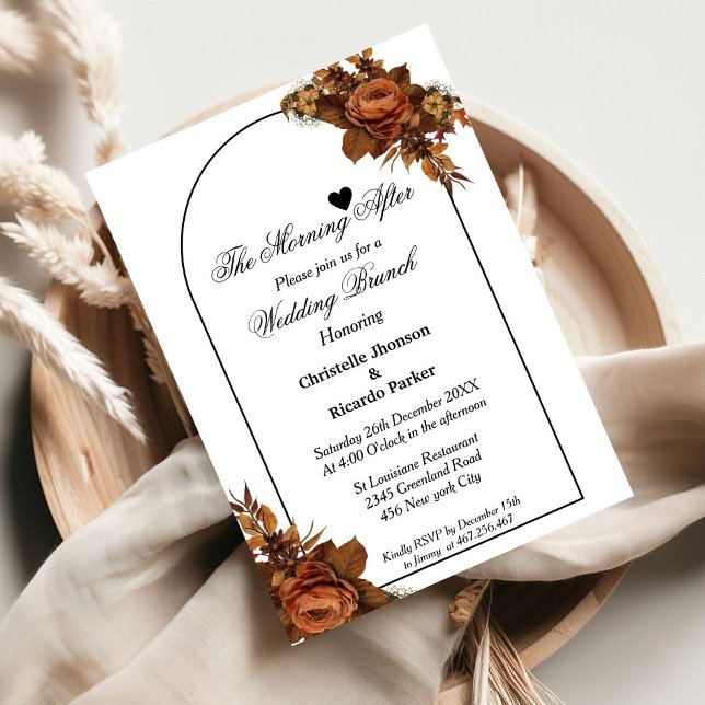 Minimalistisches Drehbuch Orangen Hochzeitsbrunch  Einladung (Von Creator hochgeladen)