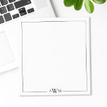 Minimalistisches dreibuchstabiges Monogramm Notizblock<br><div class="desc">Erstellen Sie Ihren eigenen personalisierten Notizblock mit elegantem minimalistischem Monogramm aus drei Buchstaben und einer einfachen dünnen Linienbegrenzung in Schwarz.</div>