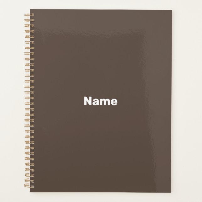 Minimalistisches dunkelbraunes benutzerdefiniertes planer (Vorderseite)