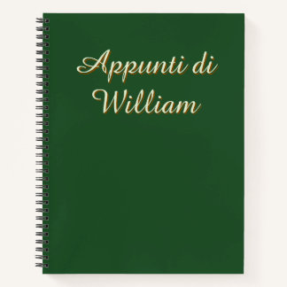 Minimalistisches Dunkelgrün Italienisch Dein Name Notizbuch