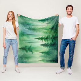 Minimalistisches dunkles Waldgrün-Fleece Fleecedecke