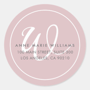 Minimalistisches Dusty Lilac Weißrand Monogramm Runder Aufkleber