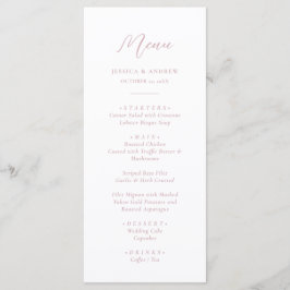 Minimalistisches Dusty Pink & White Simple Wedding Menükarte