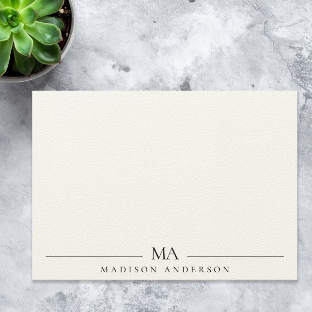 Minimalistisches Ecru Monogram Modern Beruflich Mitteilungskarte (Von Creator hochgeladen)