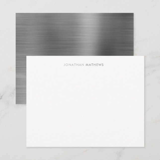 Minimalistisches Edelmetallplattiertes, silbergrau Mitteilungskarte (Vorne/Hinten)