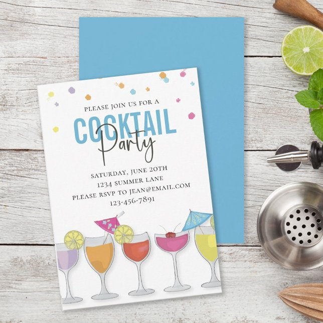 Minimalistisches einfaches Cocktail Party Modernes Einladung (Von Creator hochgeladen)