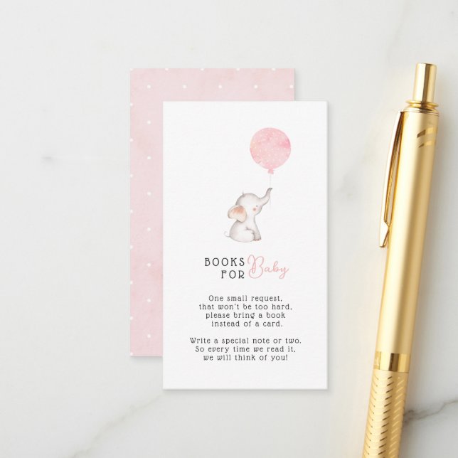 Minimalistisches einfaches Elefant Baby Shower Boo Begleitkarte (Vorderseite/Rückseite Beispiel)