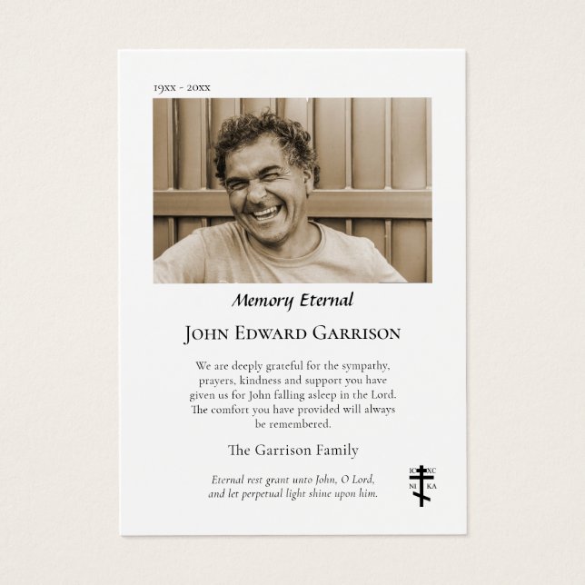 Minimalistisches Einfaches Foto Beerdigung Dankesc (Vorderseite)