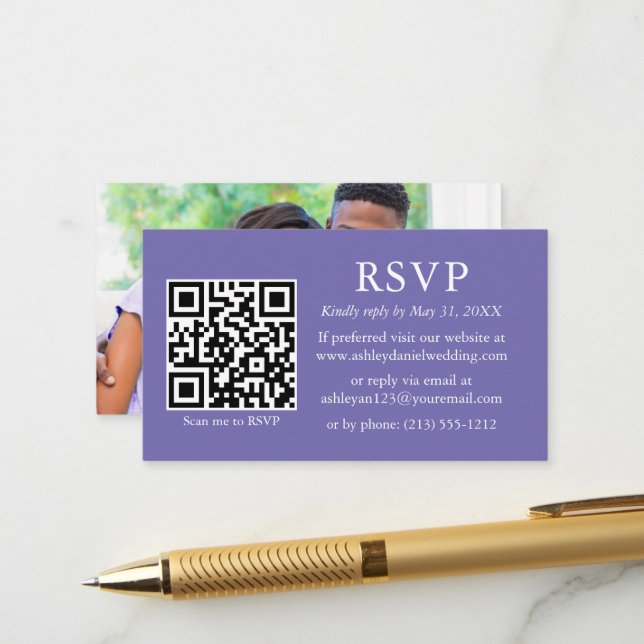 Minimalistisches einfaches Foto Hochzeit QR Periwi Begleitkarte (Vorderseite/Rückseite Beispiel)
