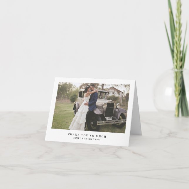 Minimalistisches einfaches Foto Moderne Hochzeit Dankeskarte (Vorderseite)