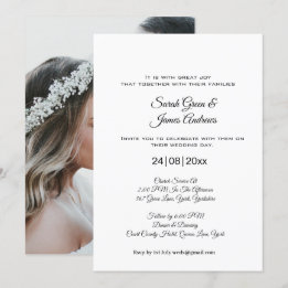 Minimalistisches Einfaches Foto-Monogramm-Hochzeit Einladung