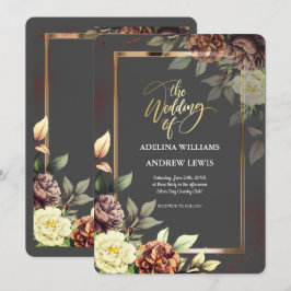 Minimalistisches Einfaches Grauen, Rose-Gold-Rahme Einladung