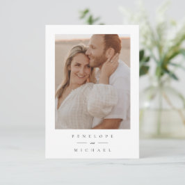 Minimalistisches einfaches Hochzeitsszenario-Foto Dankeskarte