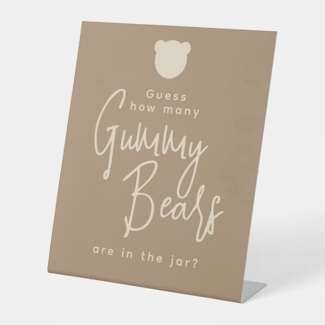 Minimalistisches einfaches, modernes Bear Baby Sho Sockelschild (Vorderseite)