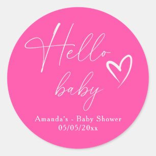 Minimalistisches einfaches Rosa Hello Baby Runder Aufkleber
