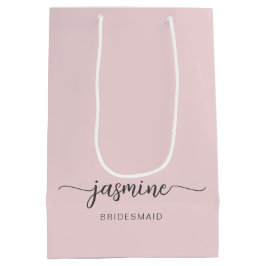 Minimalistisches, einfaches Rosa Monogramm-Girl-Sc Mittlere Geschenktüte