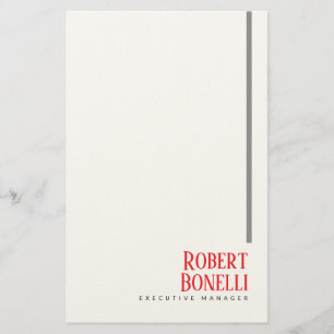 Minimalistisches einfaches Schwarz Rot & Weiß Mode Briefpapier