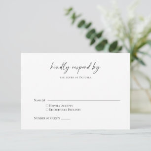 Minimalistisches einfaches Schwarz-Weiß-Modernes S RSVP Karte