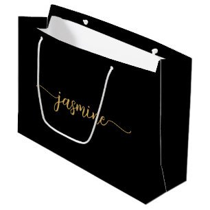 Minimalistisches einfaches schwarzes goldenes Mono Große Geschenktüte