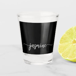 Minimalistisches einfaches Schwarzes Monogramm-Gir Schnapsglas