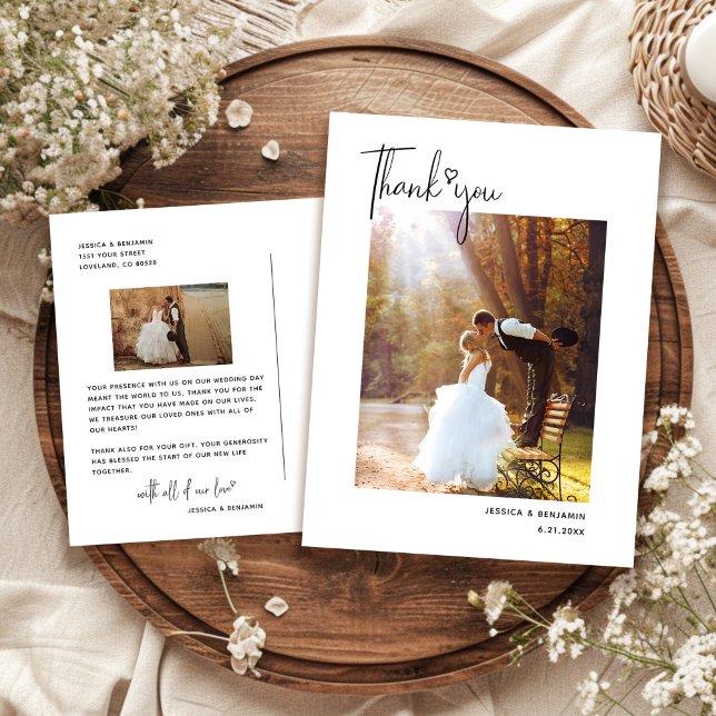 Minimalistisches einfaches Script Heart Wedding Vi Postkarte (Von Creator hochgeladen)