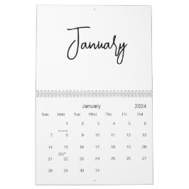 Minimalistisches einfaches Skript für Schwarzweiß, Kalender