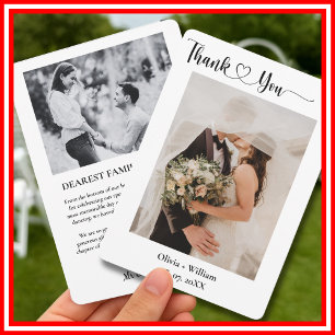 Minimalistisches einfaches Skript mit Herz-Hochzei Dankeskarte