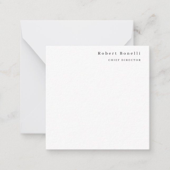 Minimalistisches einfaches weißes modernes Design Mitteilungskarte (Vorderseite)
