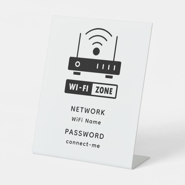 Minimalistisches einfaches WLAN-Zone-Kennwort Sockelschild (Vorderseite)