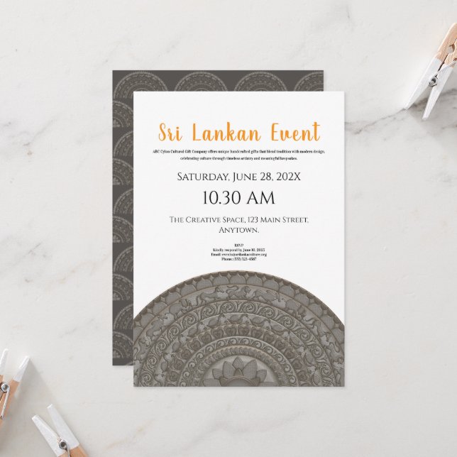 Minimalistisches Einladungs-Design für Sri Lanka Einladung (Vorderseite/Rückseite Beispiel)