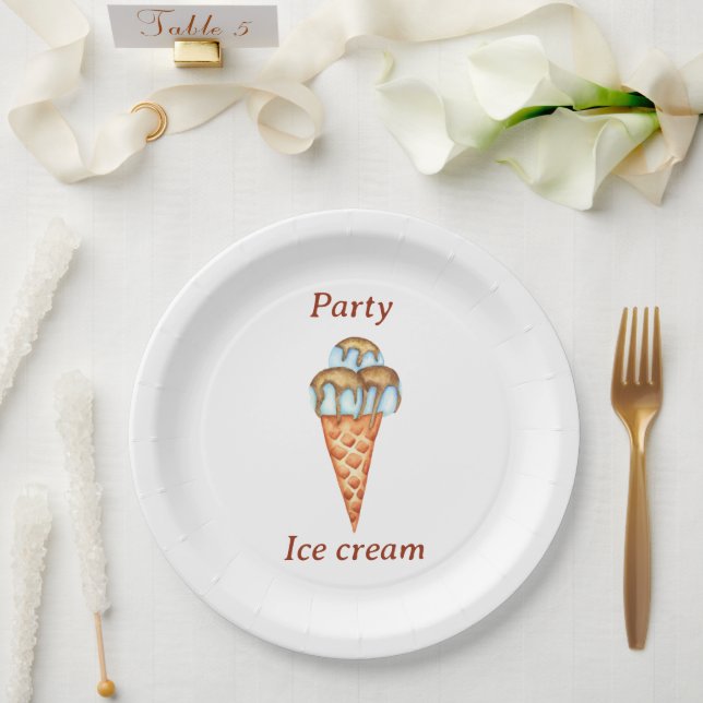 Minimalistisches Eiscreme-Party Pappteller (Hochzeit)