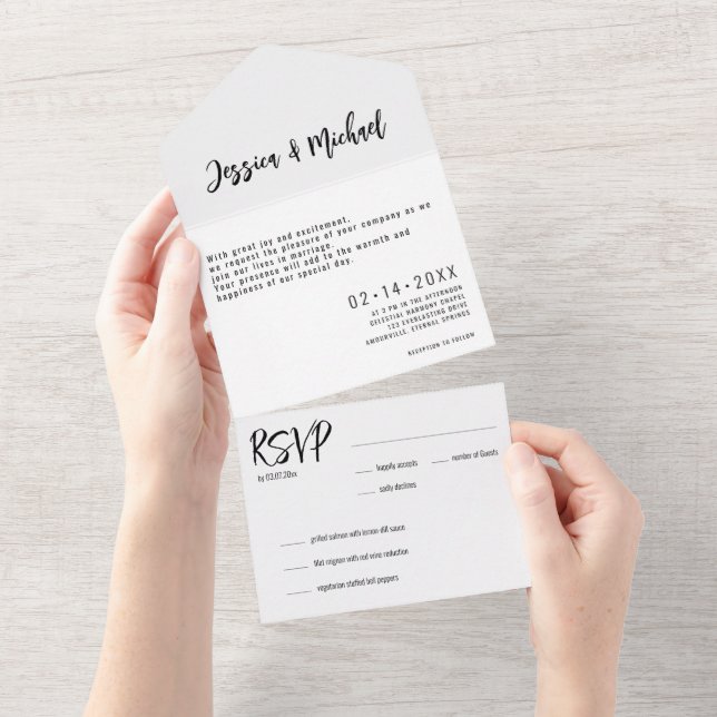 💍 Minimalistisches Elegant All In One Einladung (Abreißen)