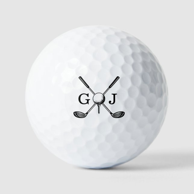 Minimalistisches Elegant Golf Monogram Golfball (Vorderseite)