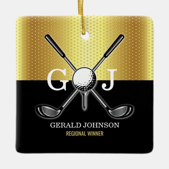 Minimalistisches Elegant Golf Monogram Keramikornament (Vorderseite)