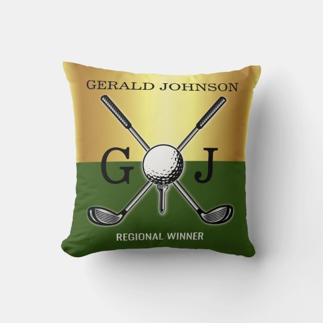 Minimalistisches Elegant Golf Monogram Kissen (Vorderseite)