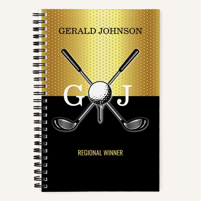 Minimalistisches Elegant Golf Monogram Notizbuch (Vorderseite)