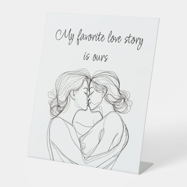 Minimalistisches Elegant Lesbian Kiss Sockelschild (Vorderseite)