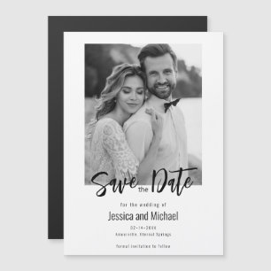 💍 Minimalistisches Elegant Save the Date mit Foto Magneteinladung
