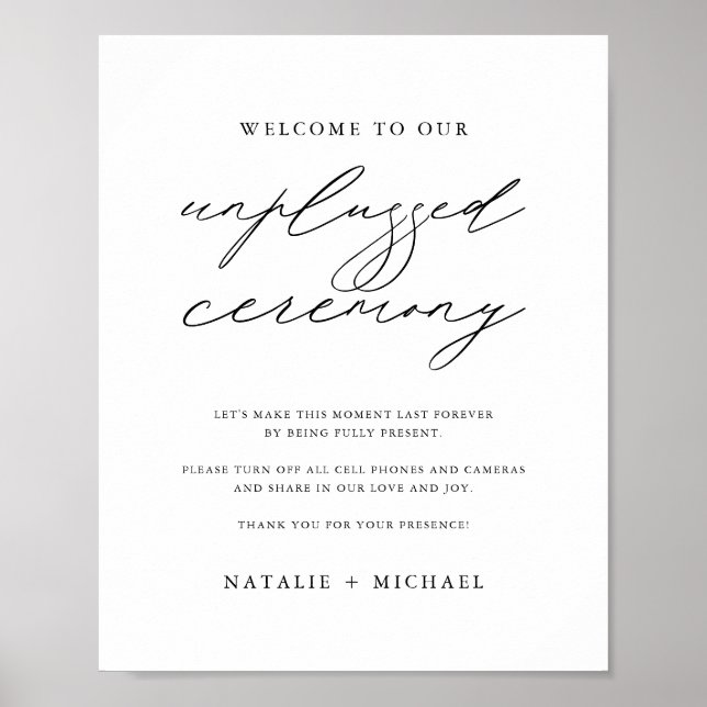 Minimalistisches Elegant-Unplugged-Hochzeitssymbol Poster (Vorne)