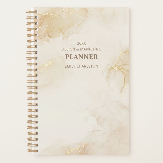 Minimalistisches elegantes Abstraktes Beige Gold Planer (Vorderseite)