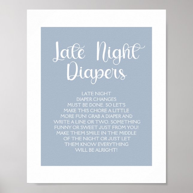 Minimalistisches elegantes Baby Dusche Blue Diaper Poster (Vorne)