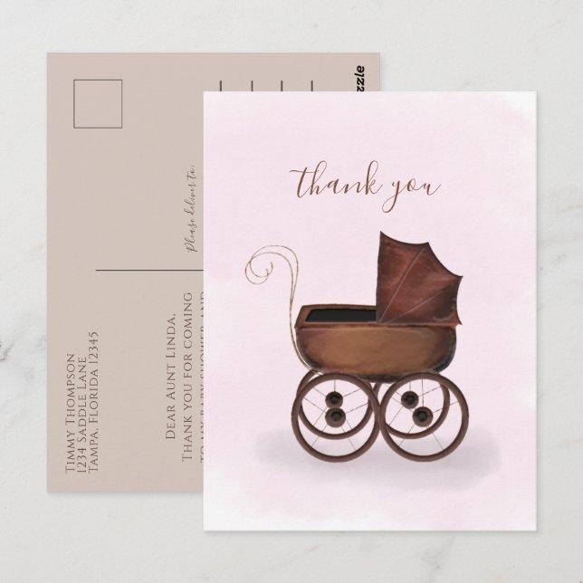 Minimalistisches elegantes Baby Vielen Dank Carria Postkarte (Vorne/Hinten)
